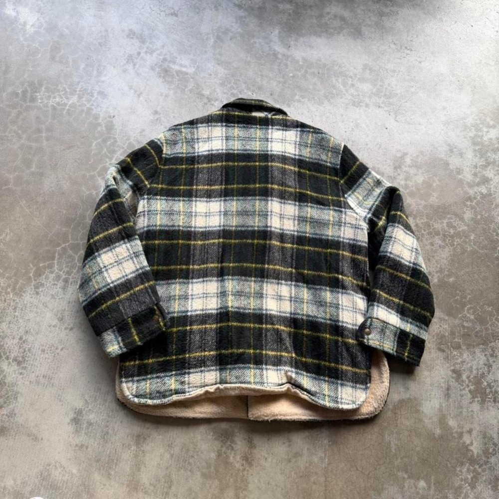 Vintage 70's 100% wool Sherpa lined heavy flannel shacket wool jacket size large - Picture 4 of 5